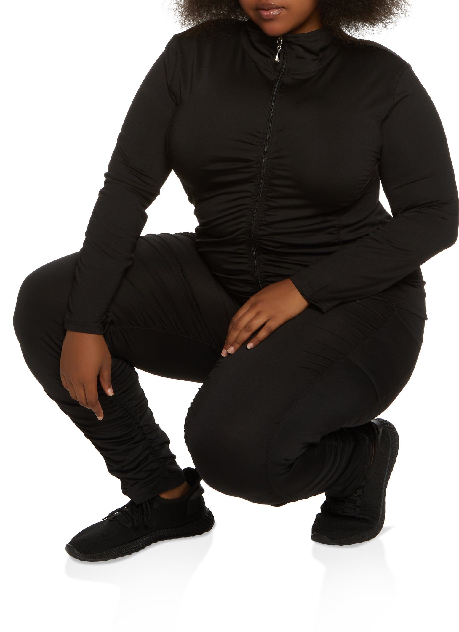 Plus Size Ruched Zip Front Track Jacket sold by Rainbow product image thumbnail 2
