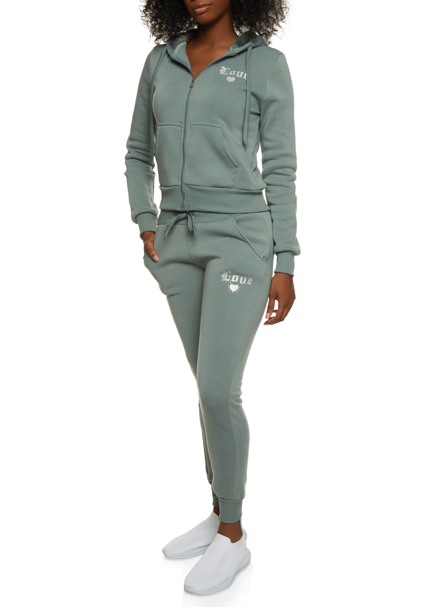 Love Rhinestone Zip Front Hoodie sold by Rainbow product image thumbnail 2