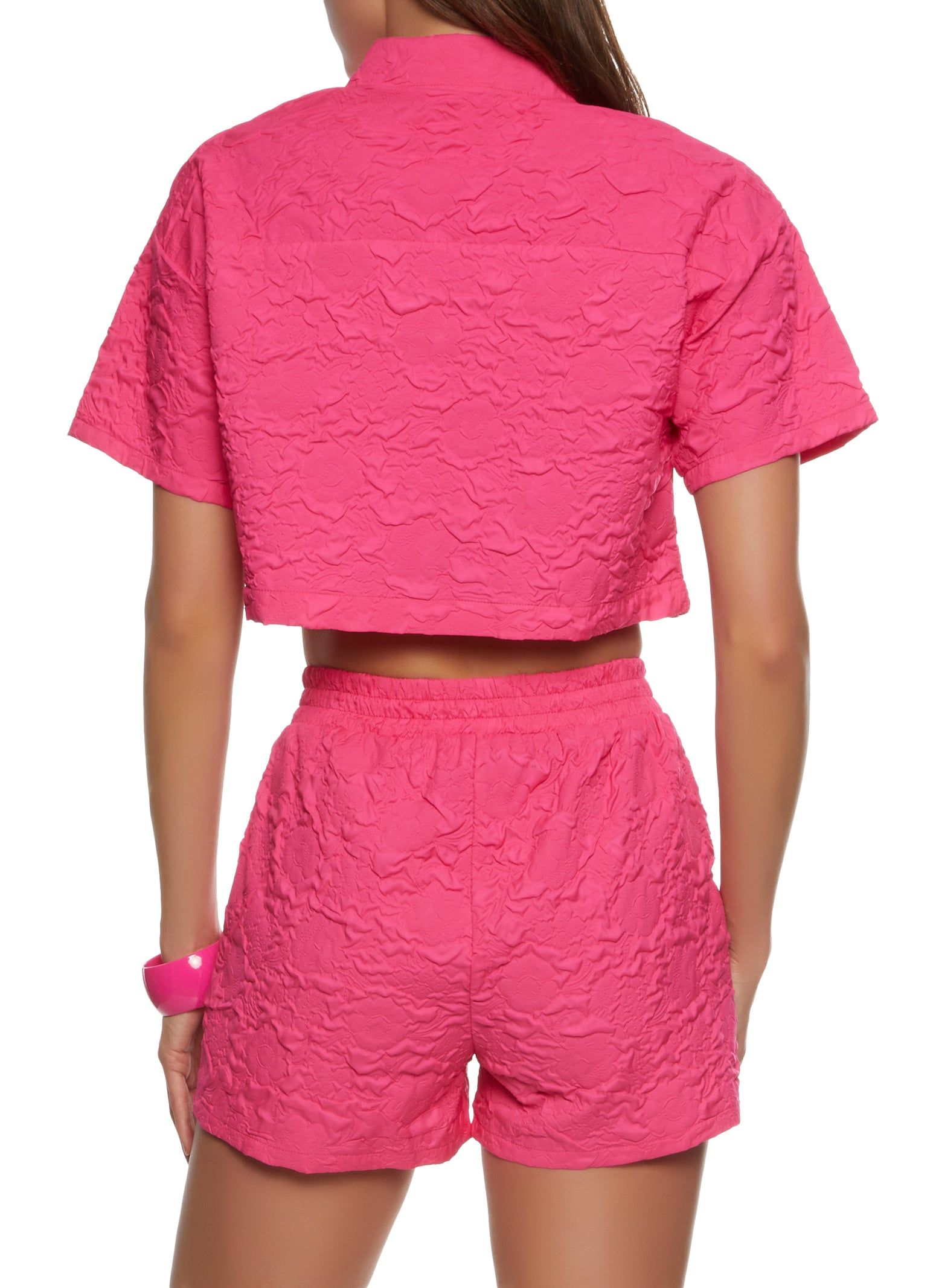 Textured Knit Floral Cropped Shirt sold by Rainbow product image thumbnail 3