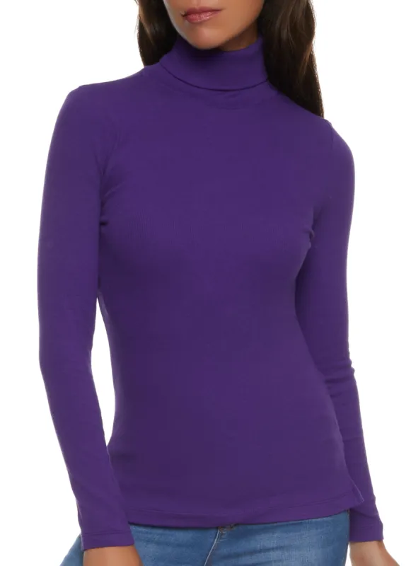 Basic Turtleneck Long Sleeve Top sold by Rainbow