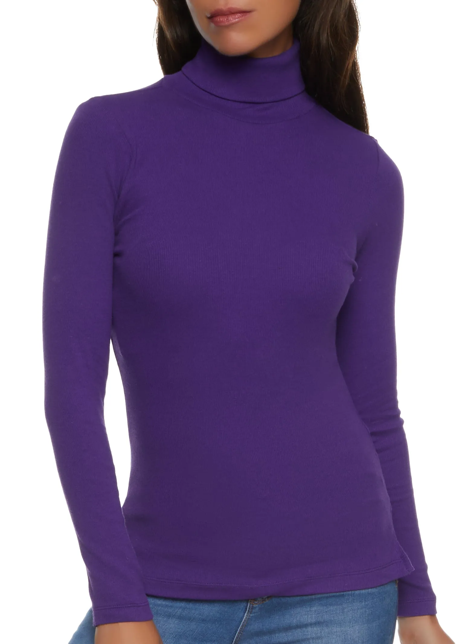 Basic Turtleneck Long Sleeve Top sold by Rainbow
