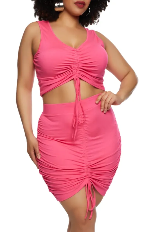 Plus Size Haute Monde Ruched Tank Top and Skirt sold by Rainbow