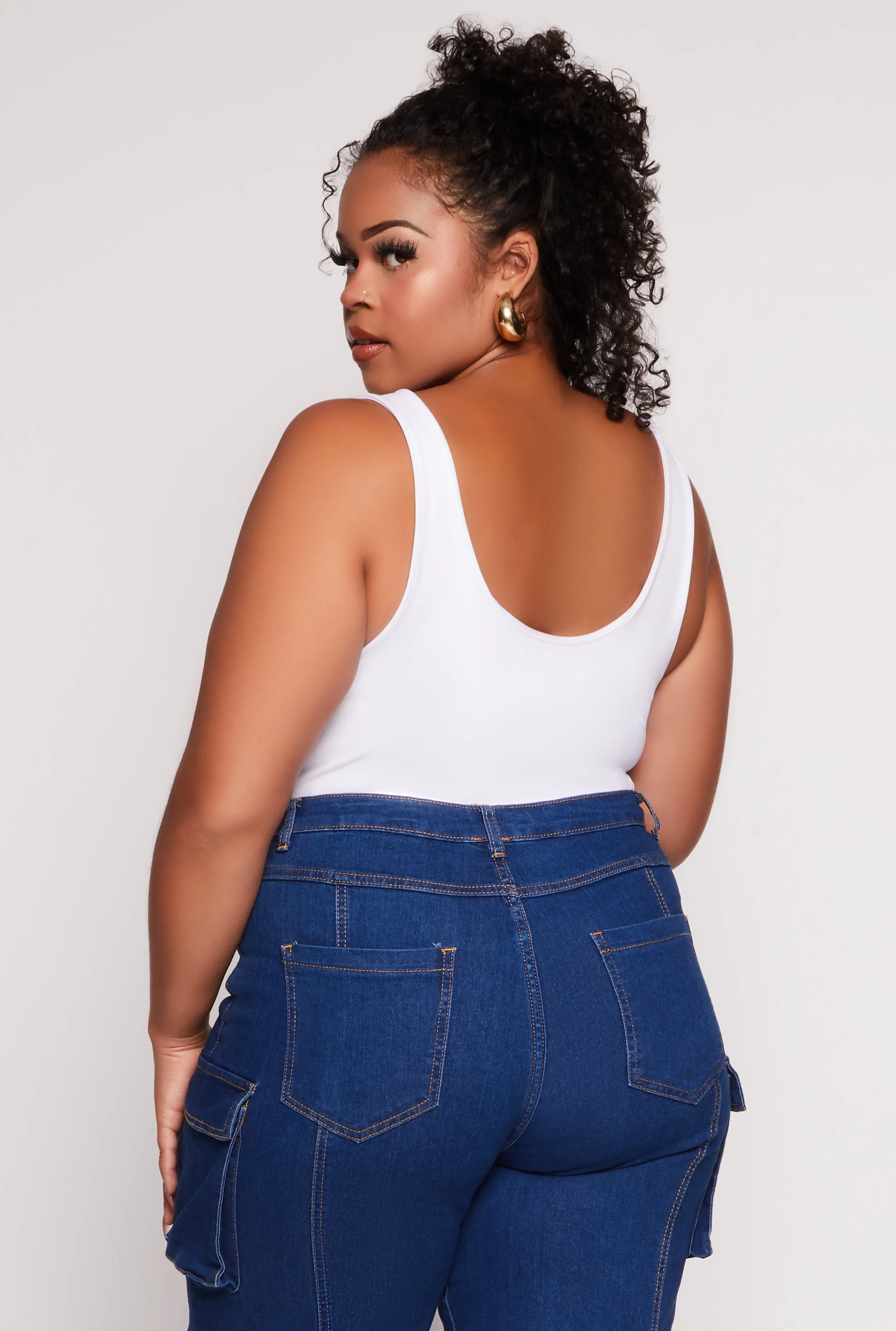 Plus Size Seamless Scoop Neck Tank Bodysuit sold by Rainbow product image thumbnail 3