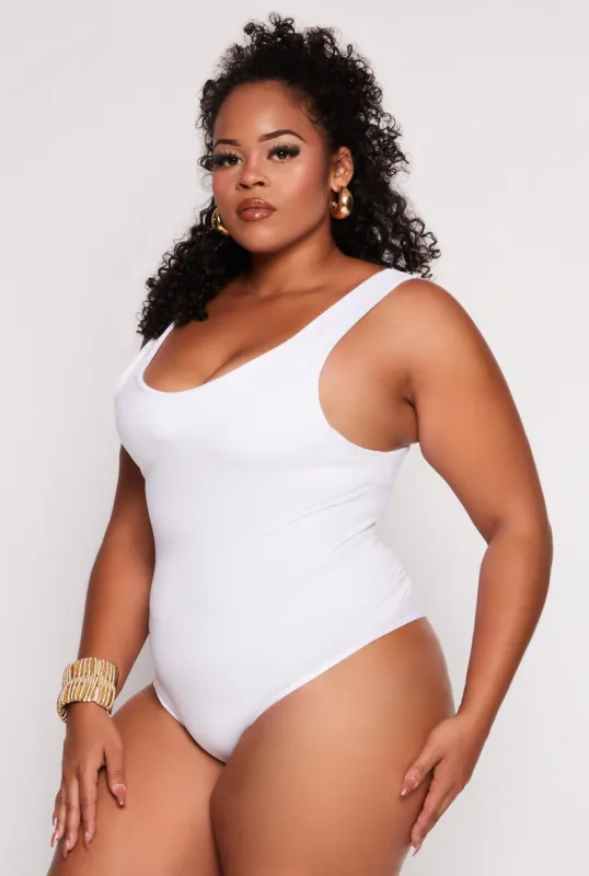 Plus Size Seamless Scoop Neck Tank Bodysuit sold by Rainbow