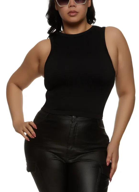 Plus Size Textured Knit Racerback Tank Top sold by Rainbow