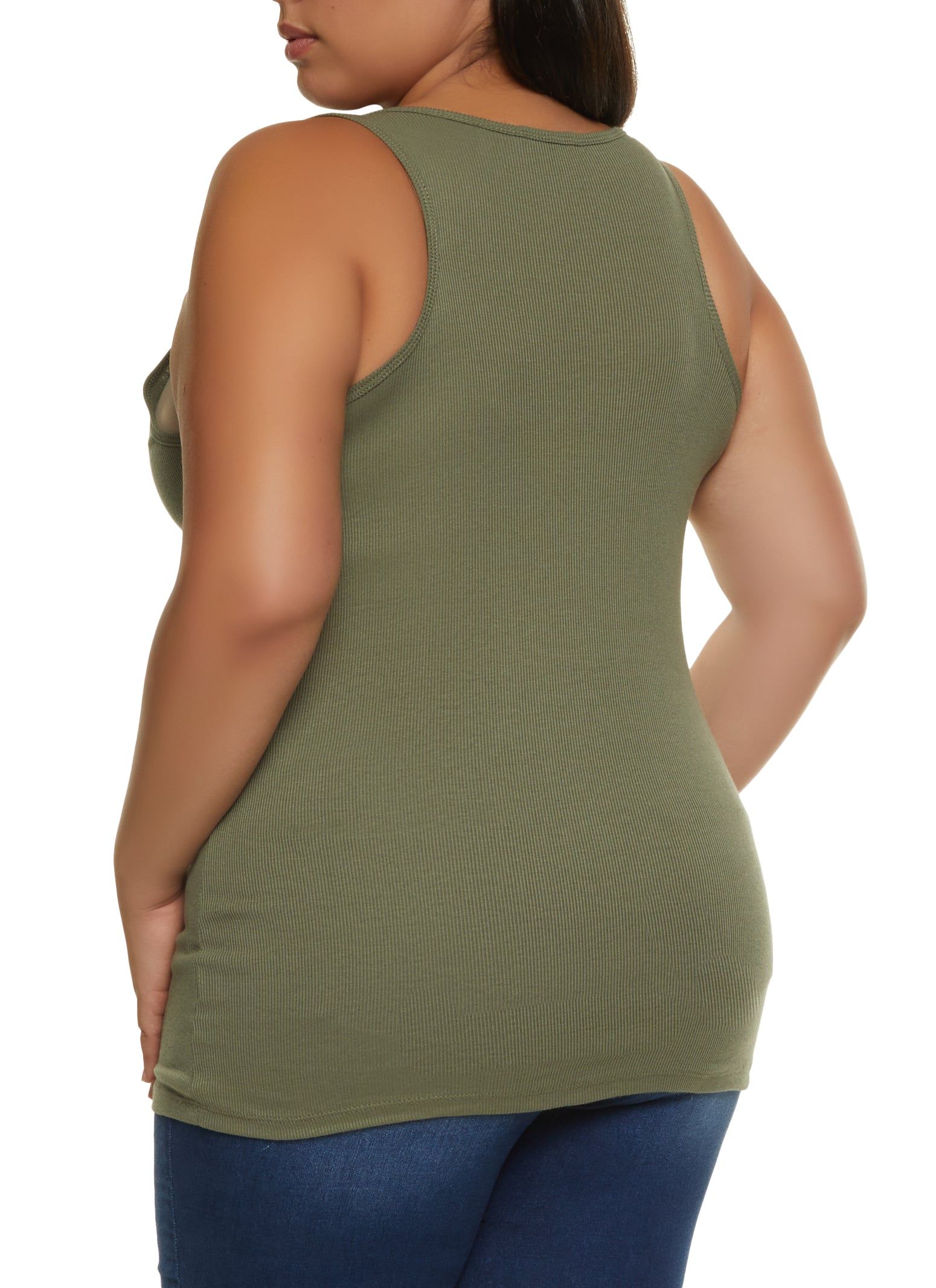 Plus Size Ribbed Knit Racerback Tank Top sold by Rainbow product image thumbnail 2
