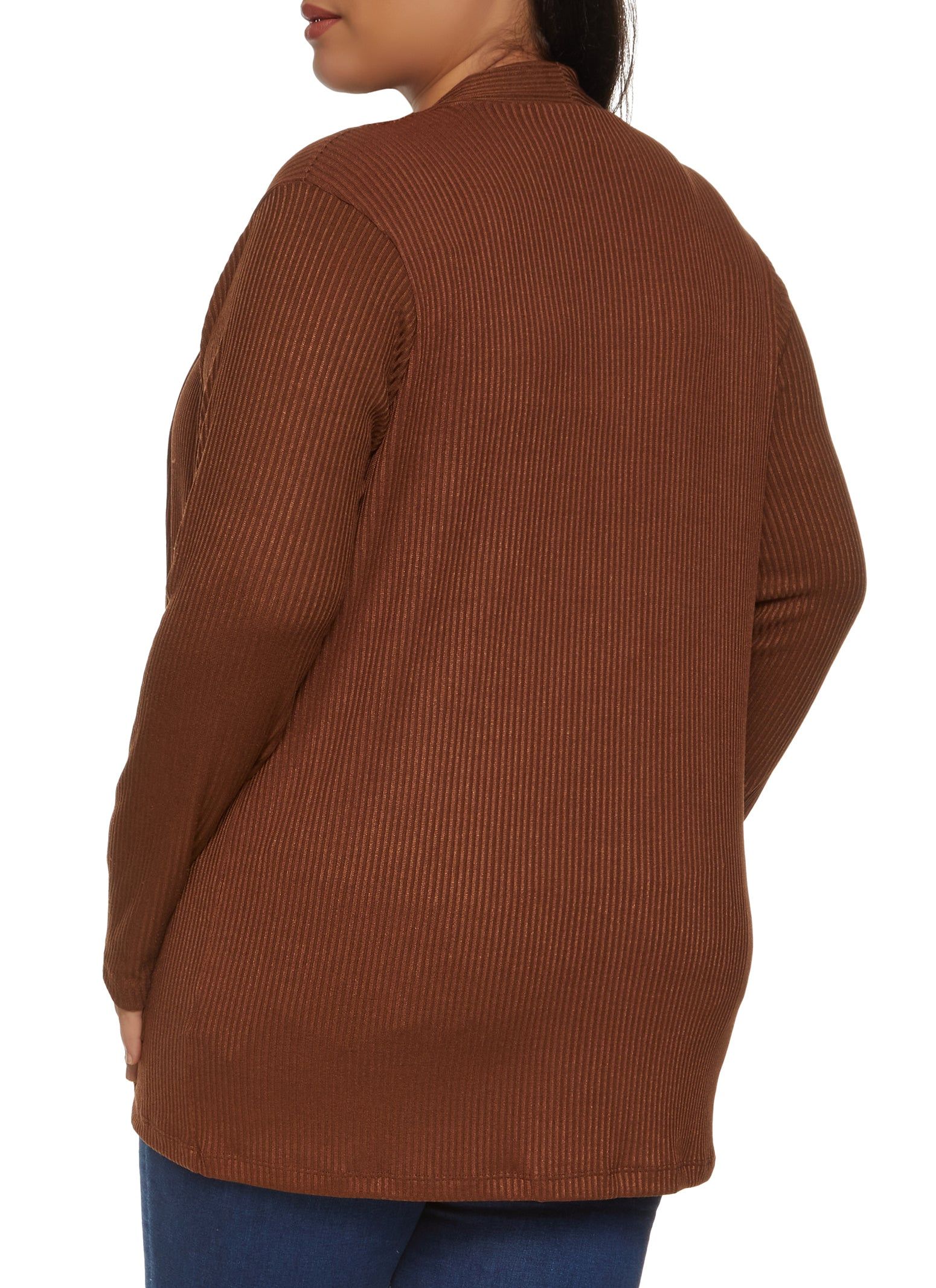 Plus Size Ribbed Knit Pocket Cardigan sold by Rainbow product image thumbnail 2