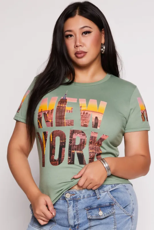 Plus Size New York Graphic High Low Tee sold by Rainbow