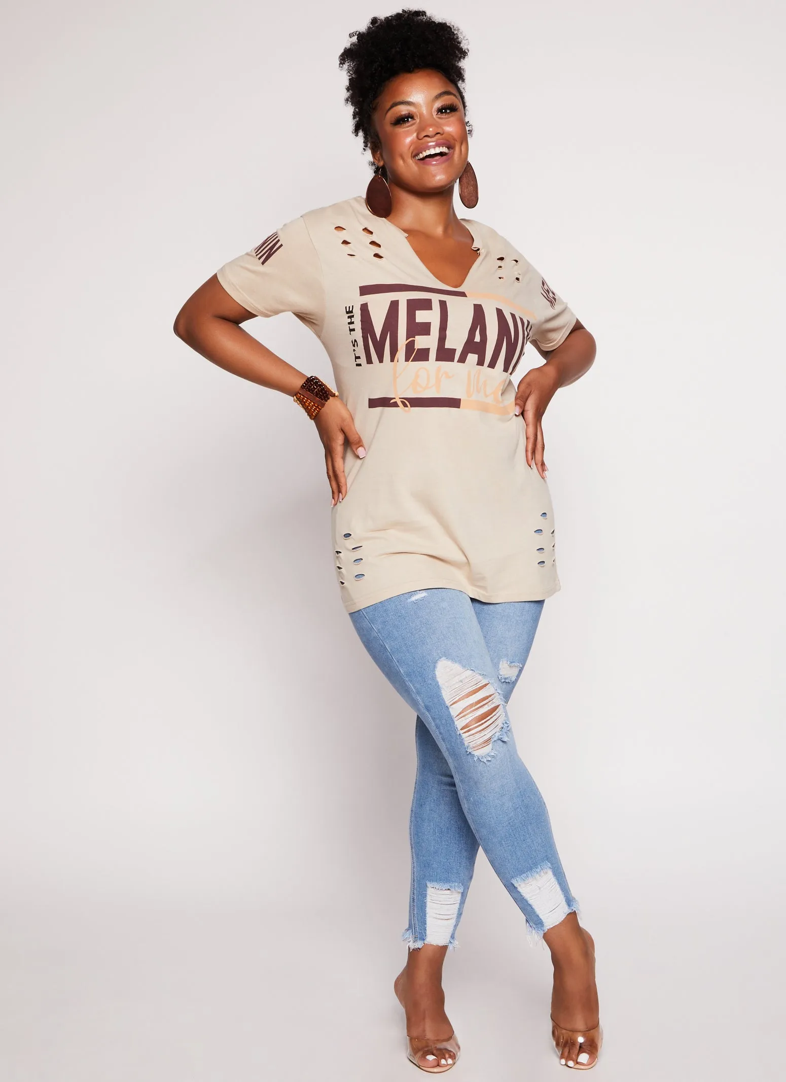 Plus Size Its The Melanin For Me Laser Cut Tee sold by Rainbow product image thumbnail 2