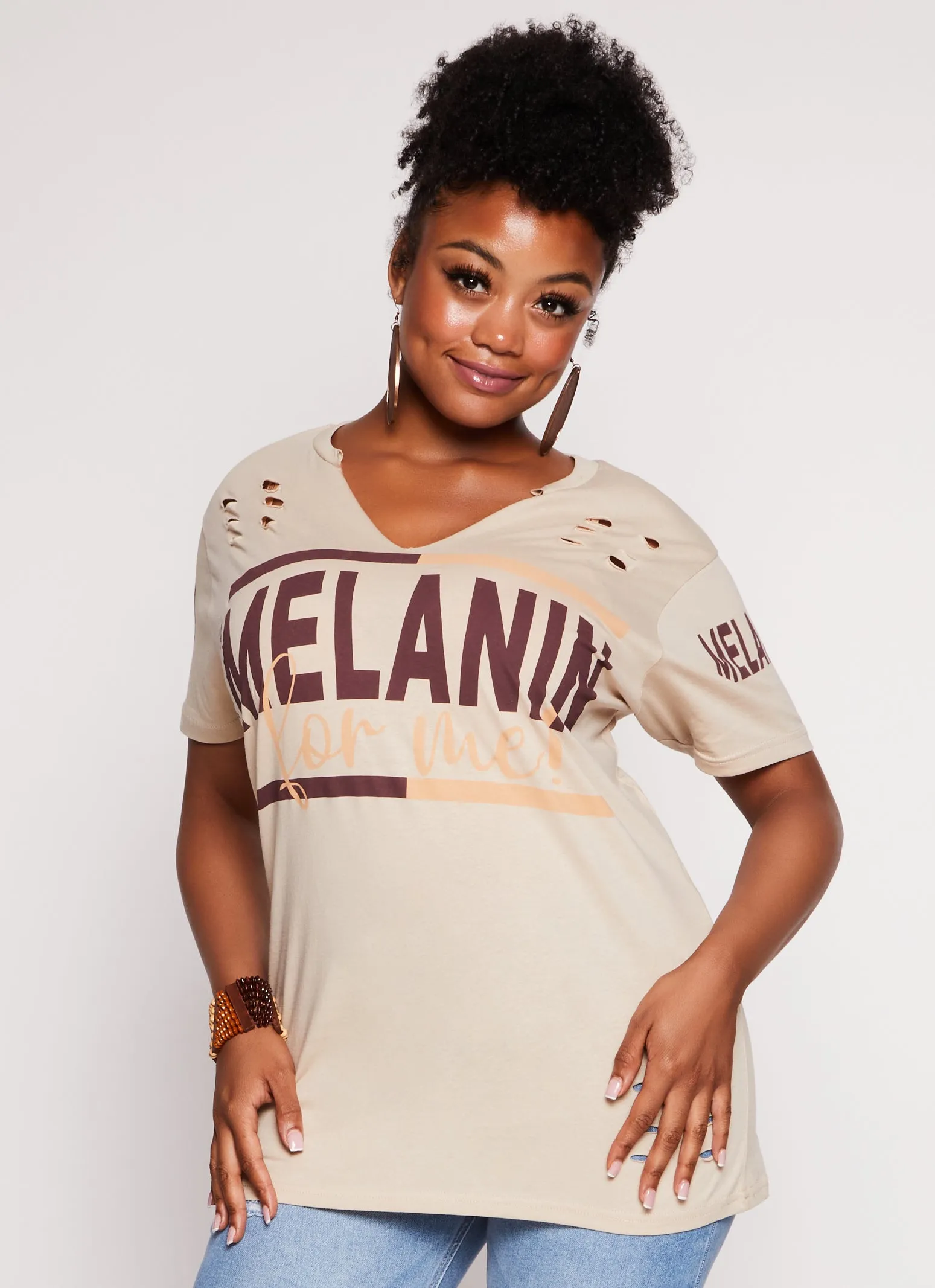 Plus Size Its The Melanin For Me Laser Cut Tee sold by Rainbow