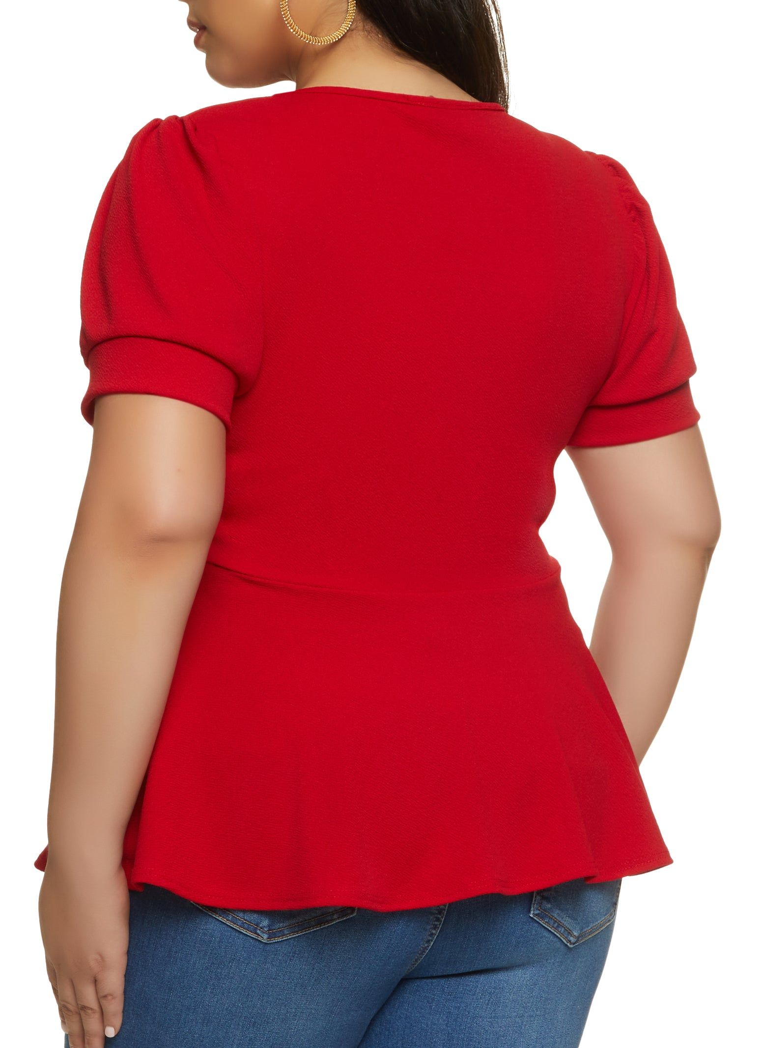 Plus Size Solid Crepe Knit Peplum Top sold by Rainbow product image thumbnail 2