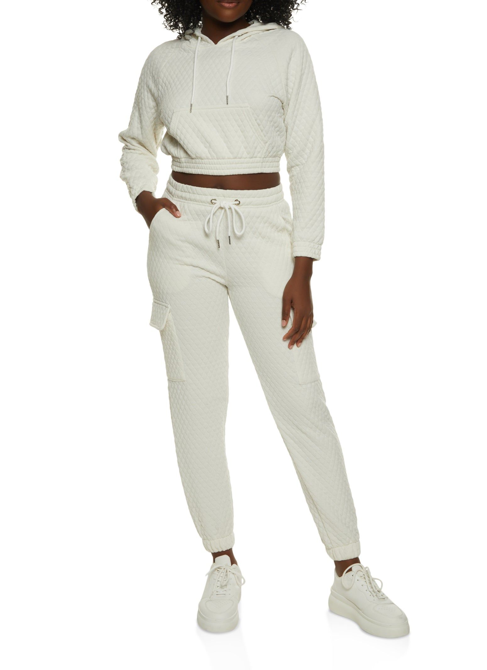 Quilted Cropped Pullover Hoodie sold by Rainbow product image thumbnail 2