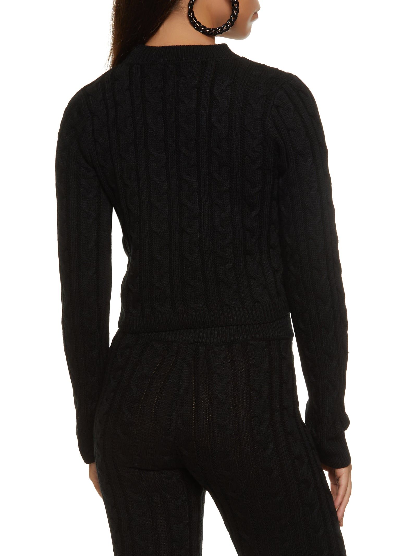 Cable Knit Crew Neck Cropped Sweater sold by Rainbow product image thumbnail 3