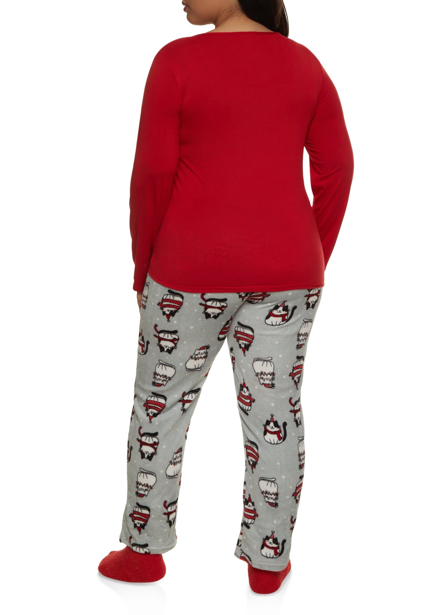Plus Size Meowy Christmas Pajama Top and Pants Set sold by Rainbow product image thumbnail 2