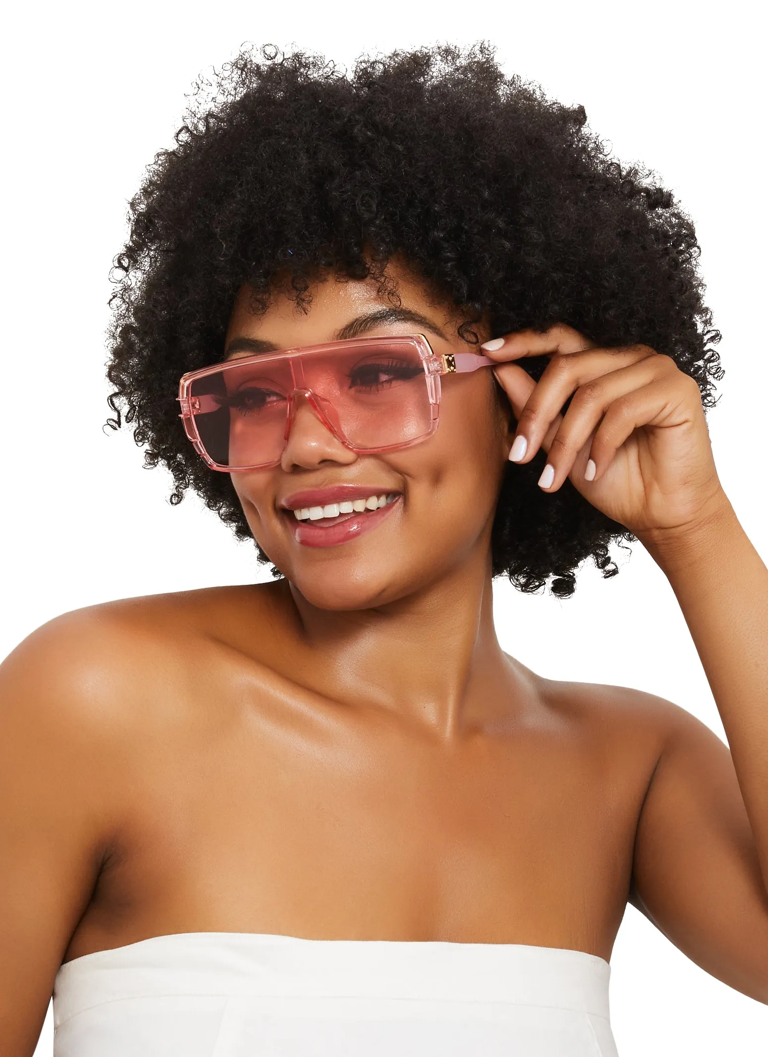 Metal Detail Shield Sunglasses sold by Rainbow