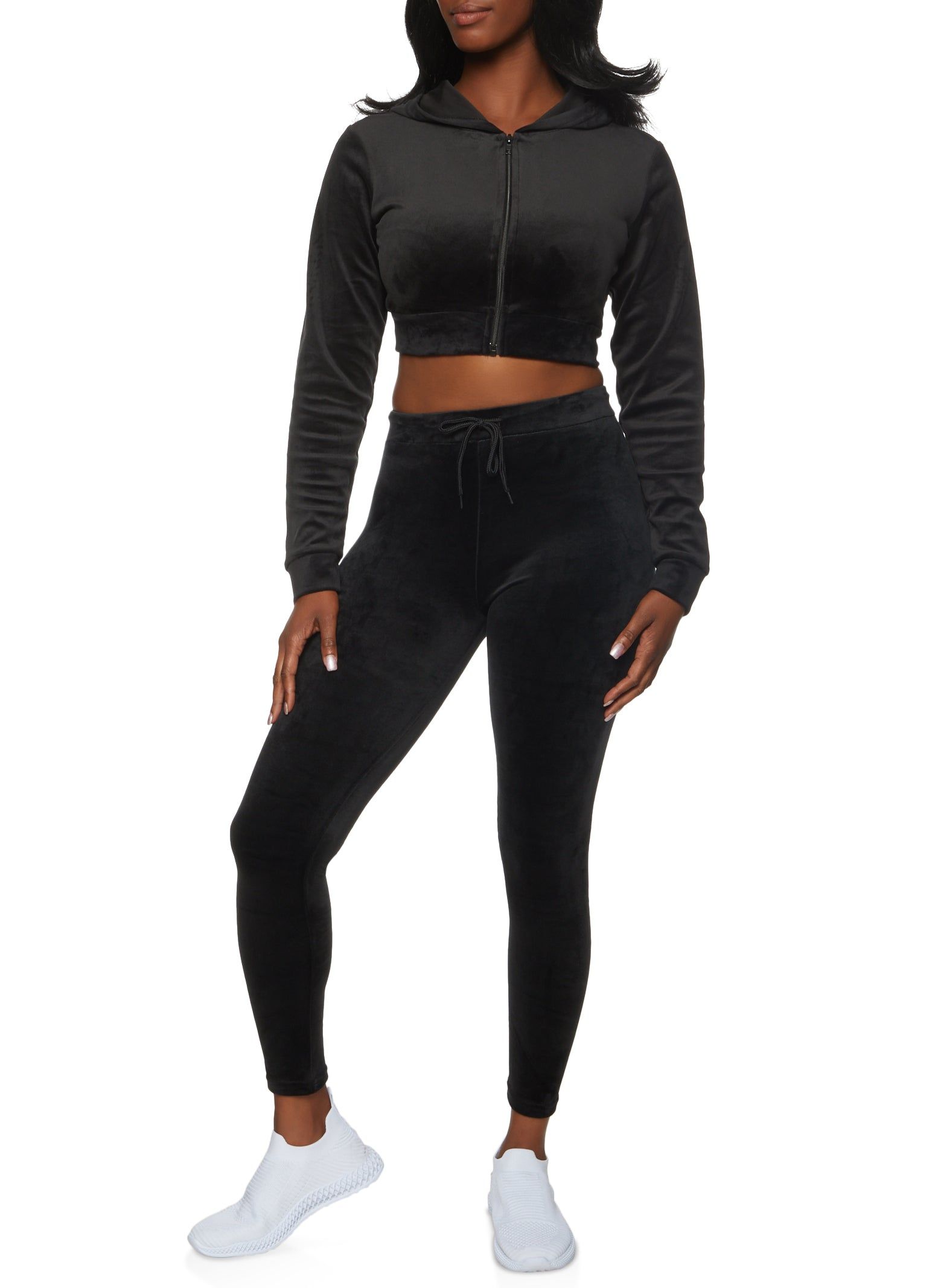 Cropped Velour Zip Up Hoodie sold by Rainbow product image thumbnail 2