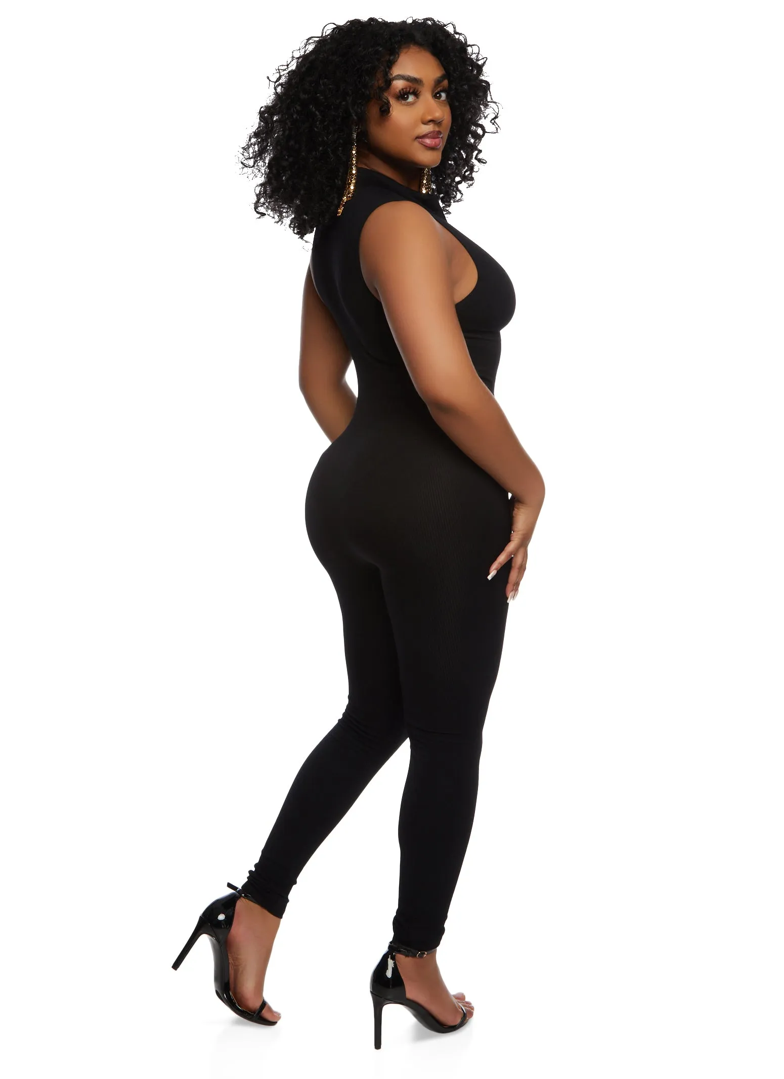 Seamless Ribbed Mock Neck Jumpsuit sold by Rainbow product image thumbnail 3