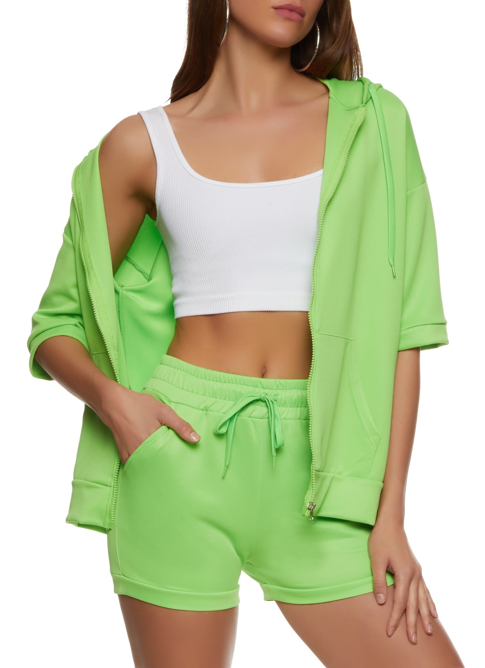 Short Sleeve Zip Up Hoodie sold by Rainbow