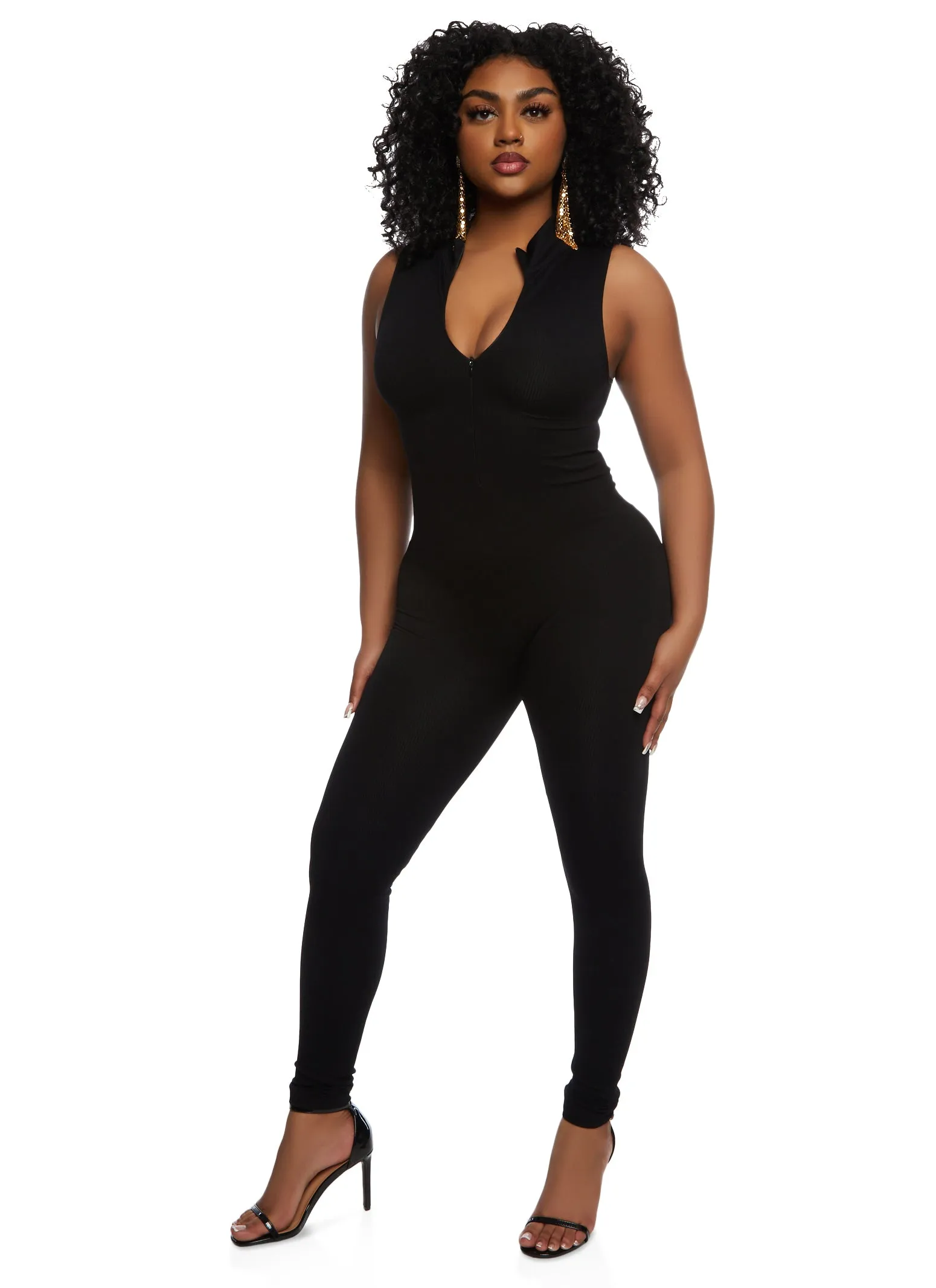 Seamless Ribbed Mock Neck Jumpsuit sold by Rainbow
