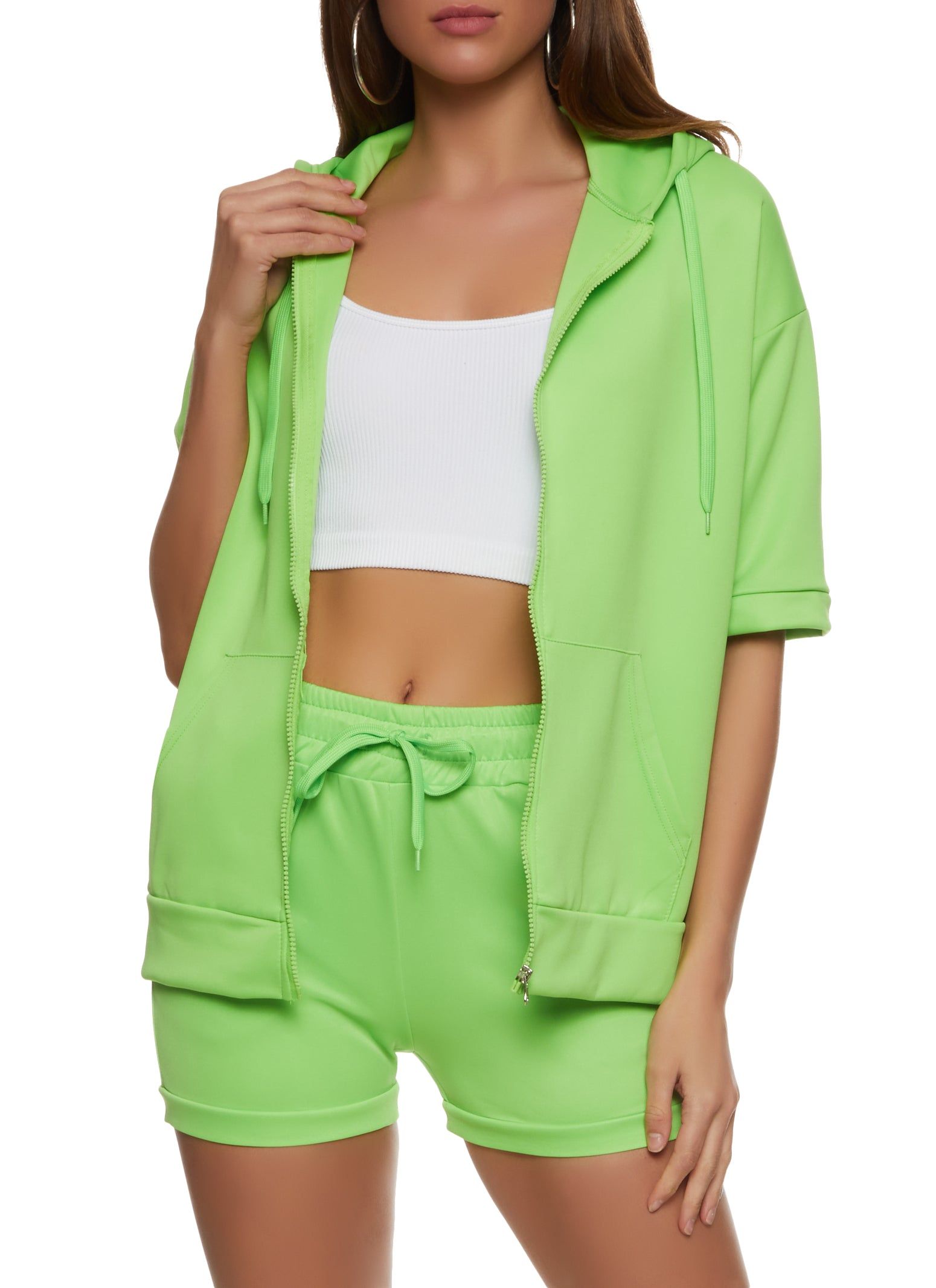 Short Sleeve Zip Up Hoodie sold by Rainbow product image thumbnail 2