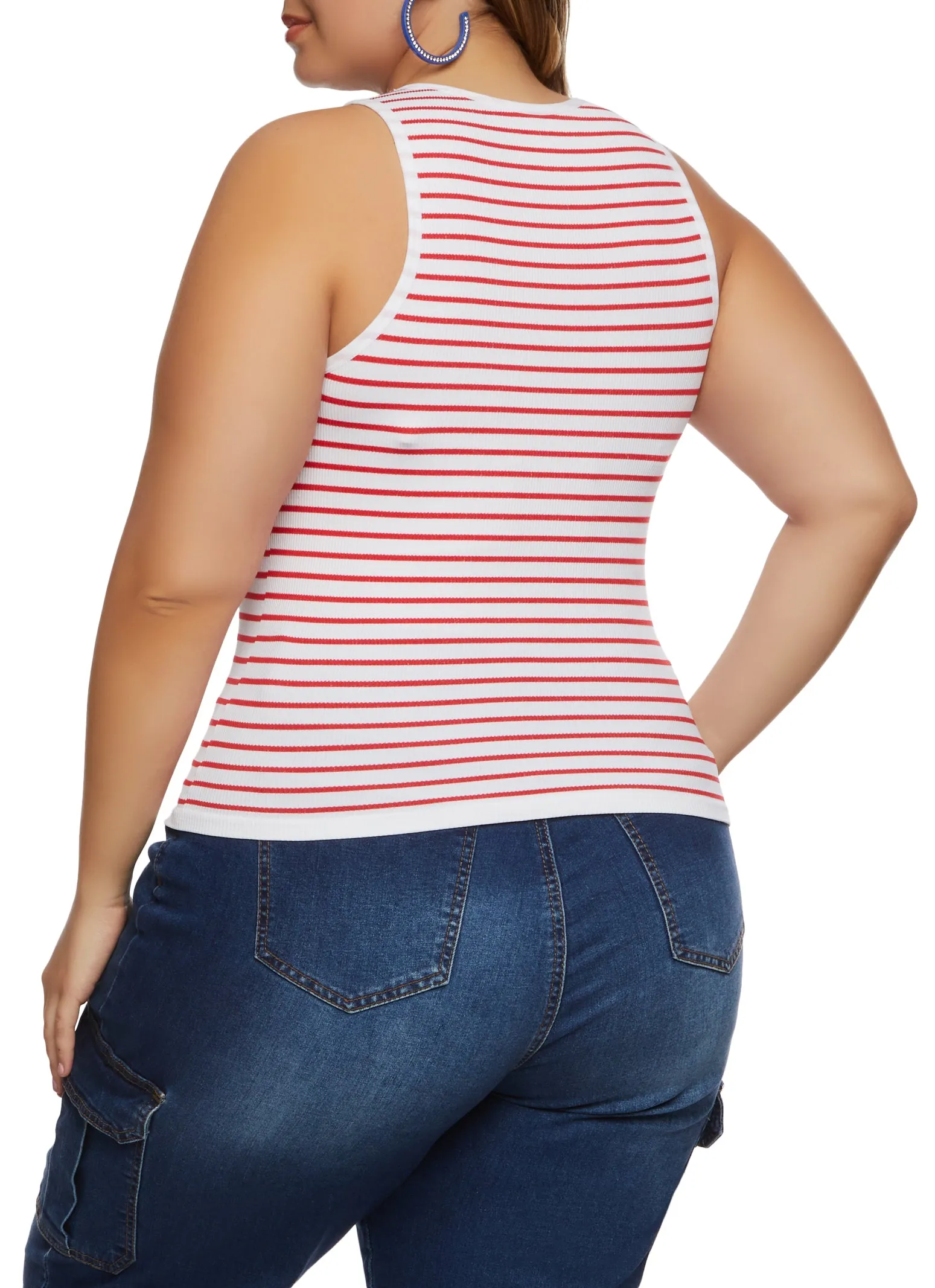Plus Size Rib Knit Stripe Tank Top sold by Rainbow product image thumbnail 2