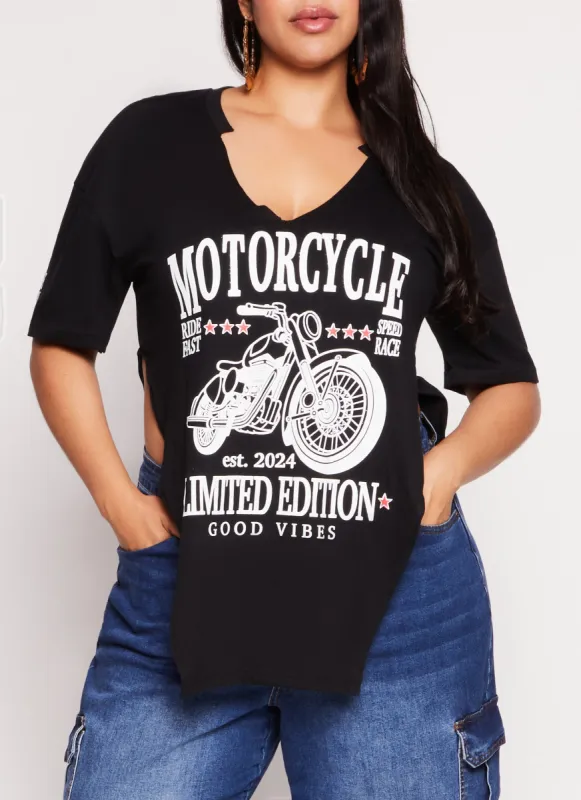 Plus Size Motorcycle Limited Edition Graphic Top sold by Rainbow
