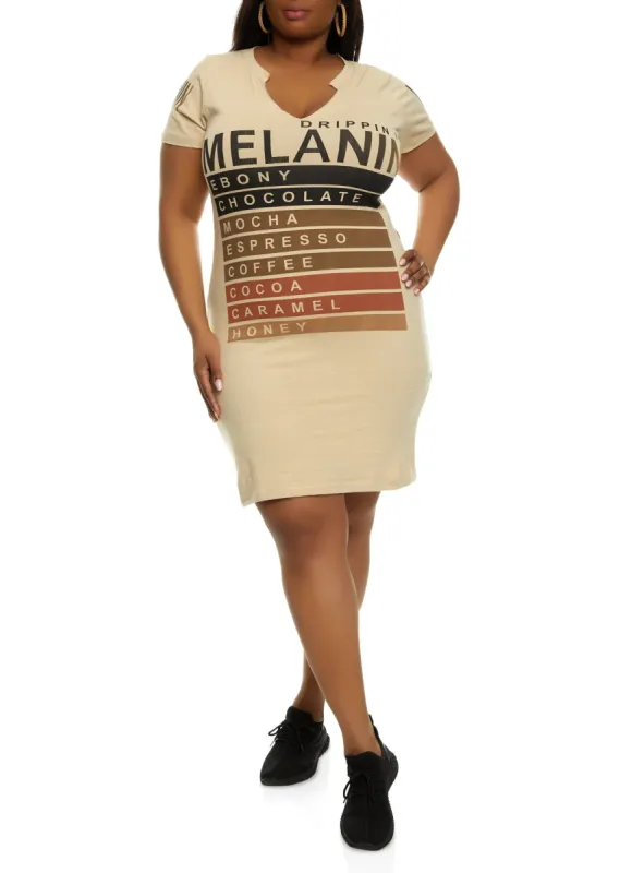 Plus Size Drippin Melanin Graphic T Shirt Dress sold by Rainbow