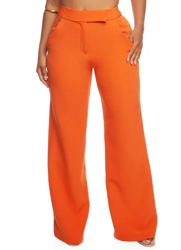 Crepe Knit High Waist Wide Leg Dress Pants sold by Rainbow