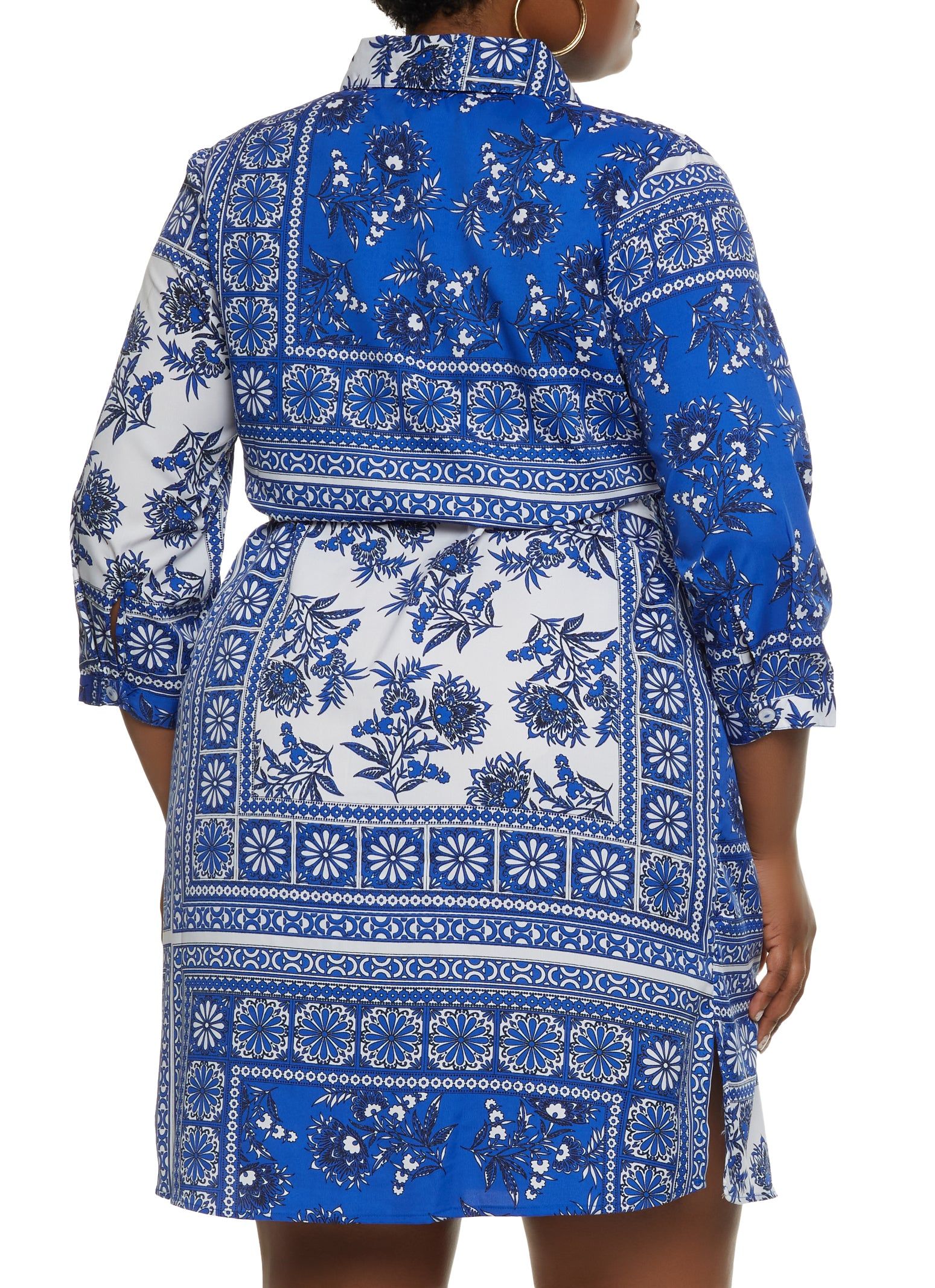 Plus Size Border Print Tie Waist Shirt Dress sold by Rainbow product image thumbnail 3