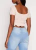 Linen Tie Front Peasant Top sold by Rainbow