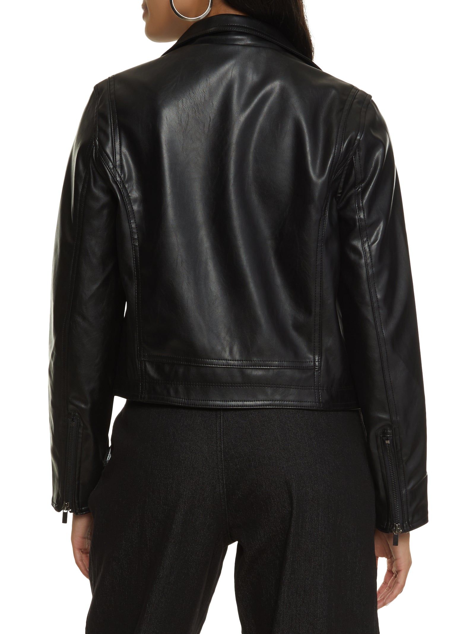 Faux Leather Zip Sleeve Moto Jacket sold by Rainbow product image thumbnail 2