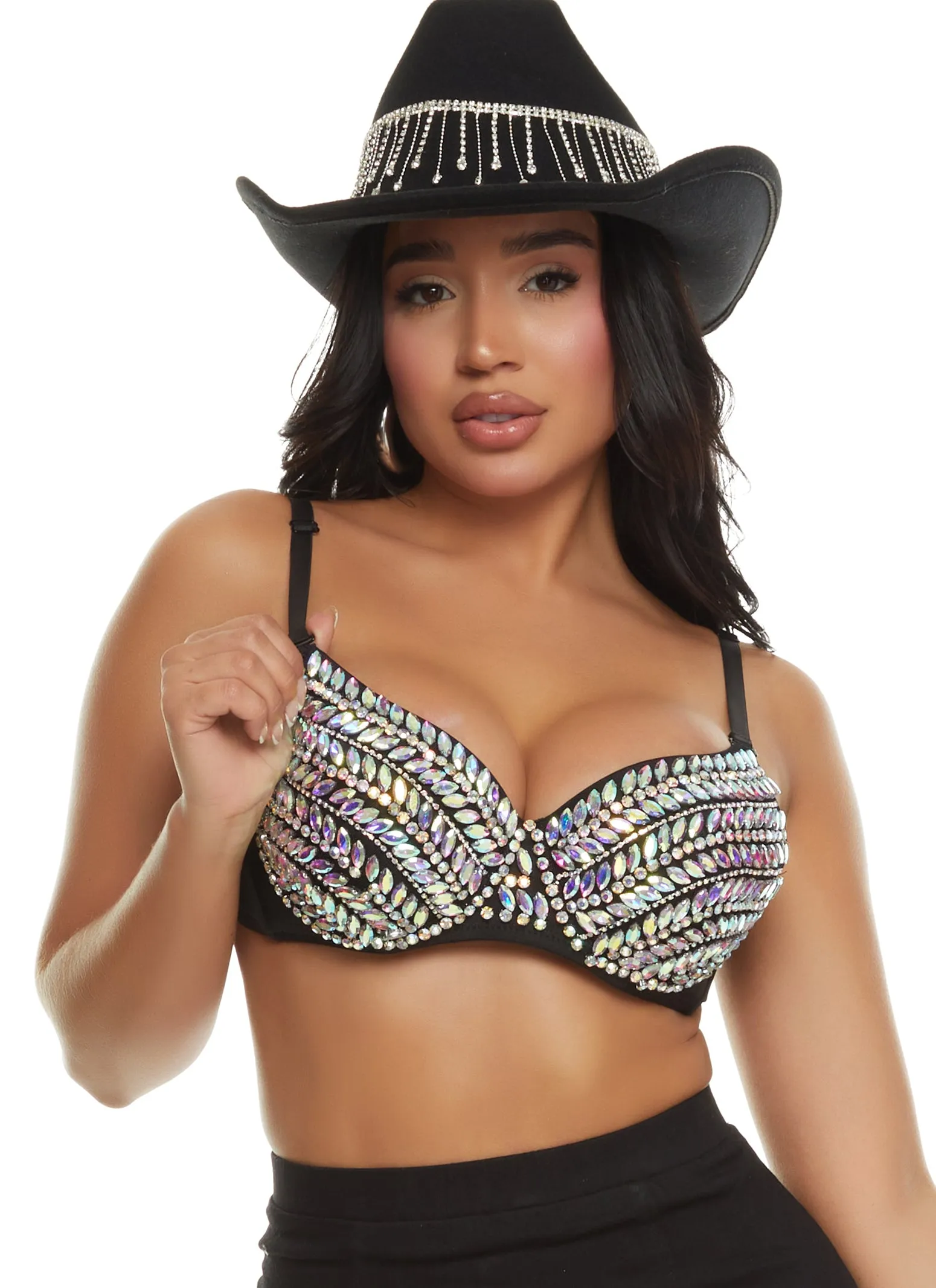Rhinestone Studded Bustier Top sold by Rainbow