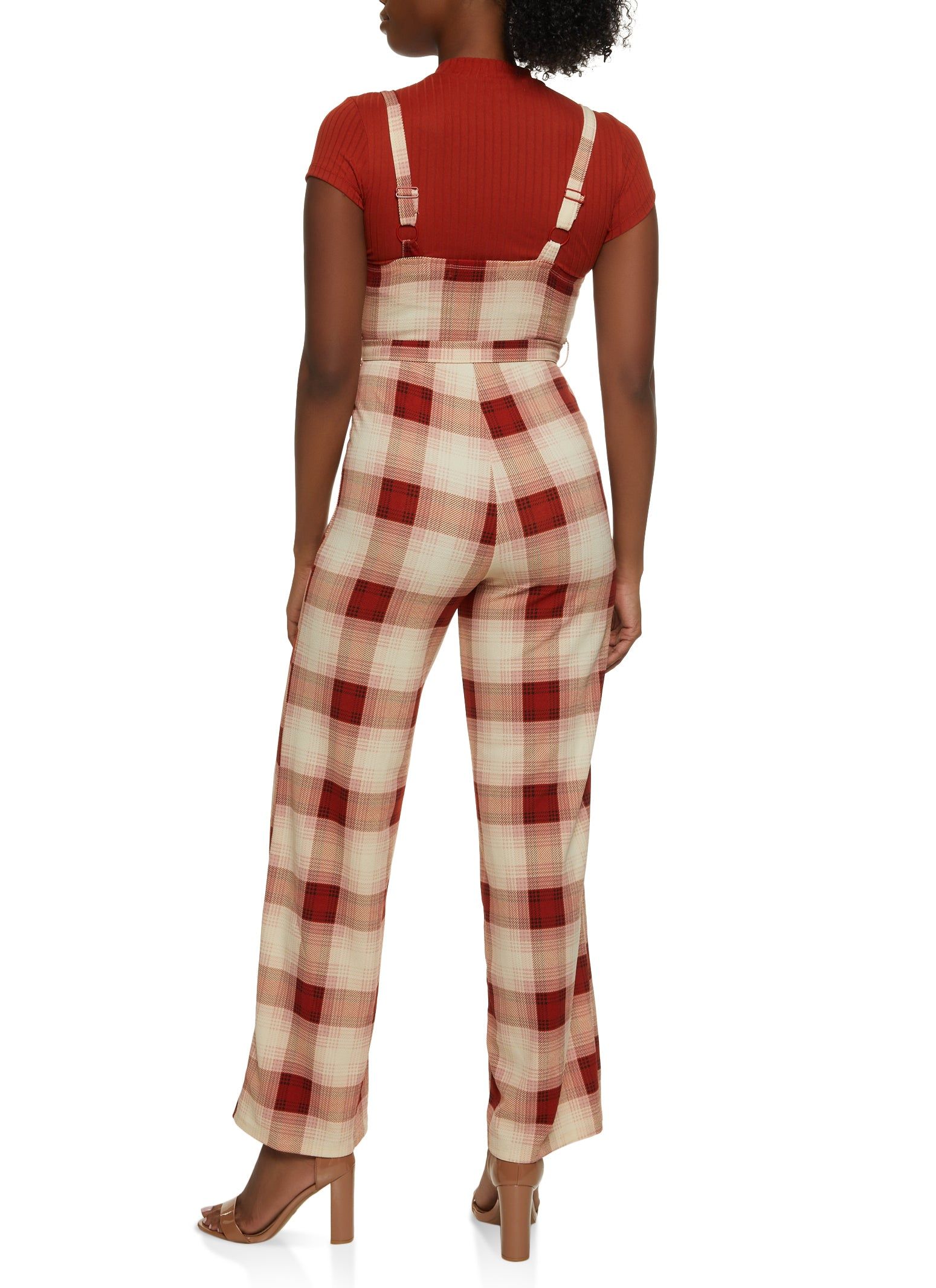 Plaid Tie Waist Jumpsuit and Mock Neck Top sold by Rainbow product image thumbnail 2