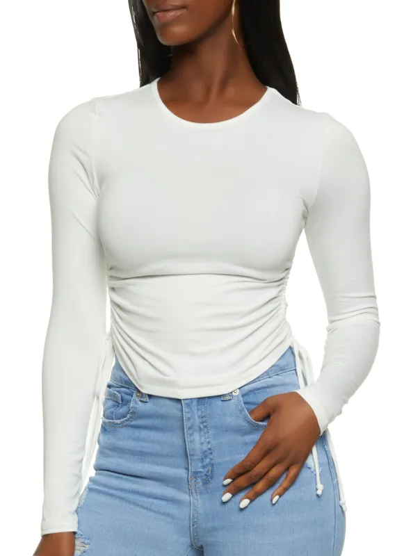 Crew Neck Ruched Long Sleeve Top sold by Rainbow