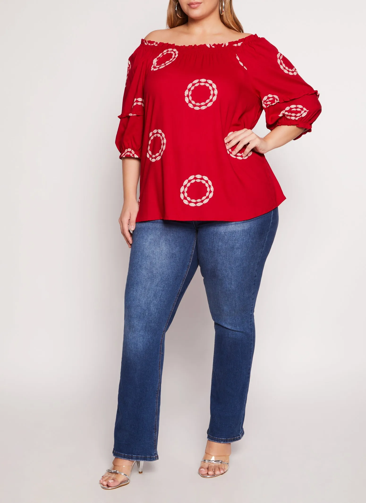 Plus Size Printed Off The Shoulder Blouse sold by Rainbow product image thumbnail 2