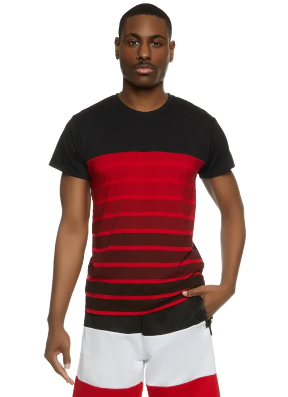 Mens Ombre Striped T Shirt sold by Rainbow