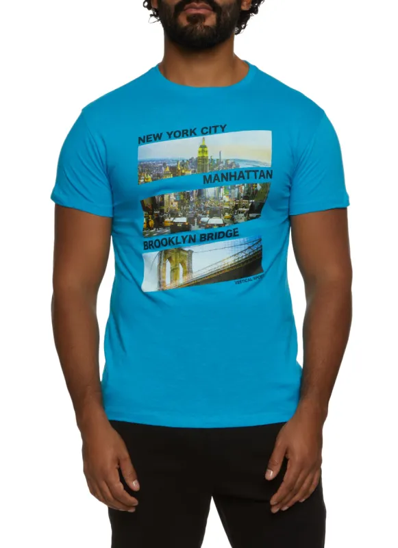 Mens New York City Manhattan Brooklyn Bridge Graphic T Shirt sold by Rainbow