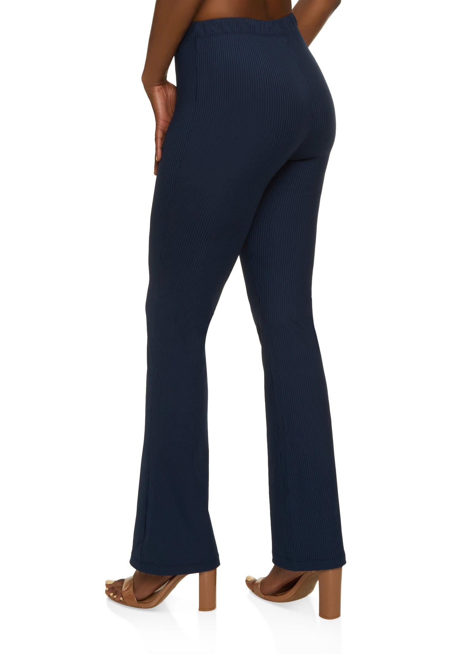 Solid Ribbed High Waist Flare Pants sold by Rainbow product image thumbnail 2