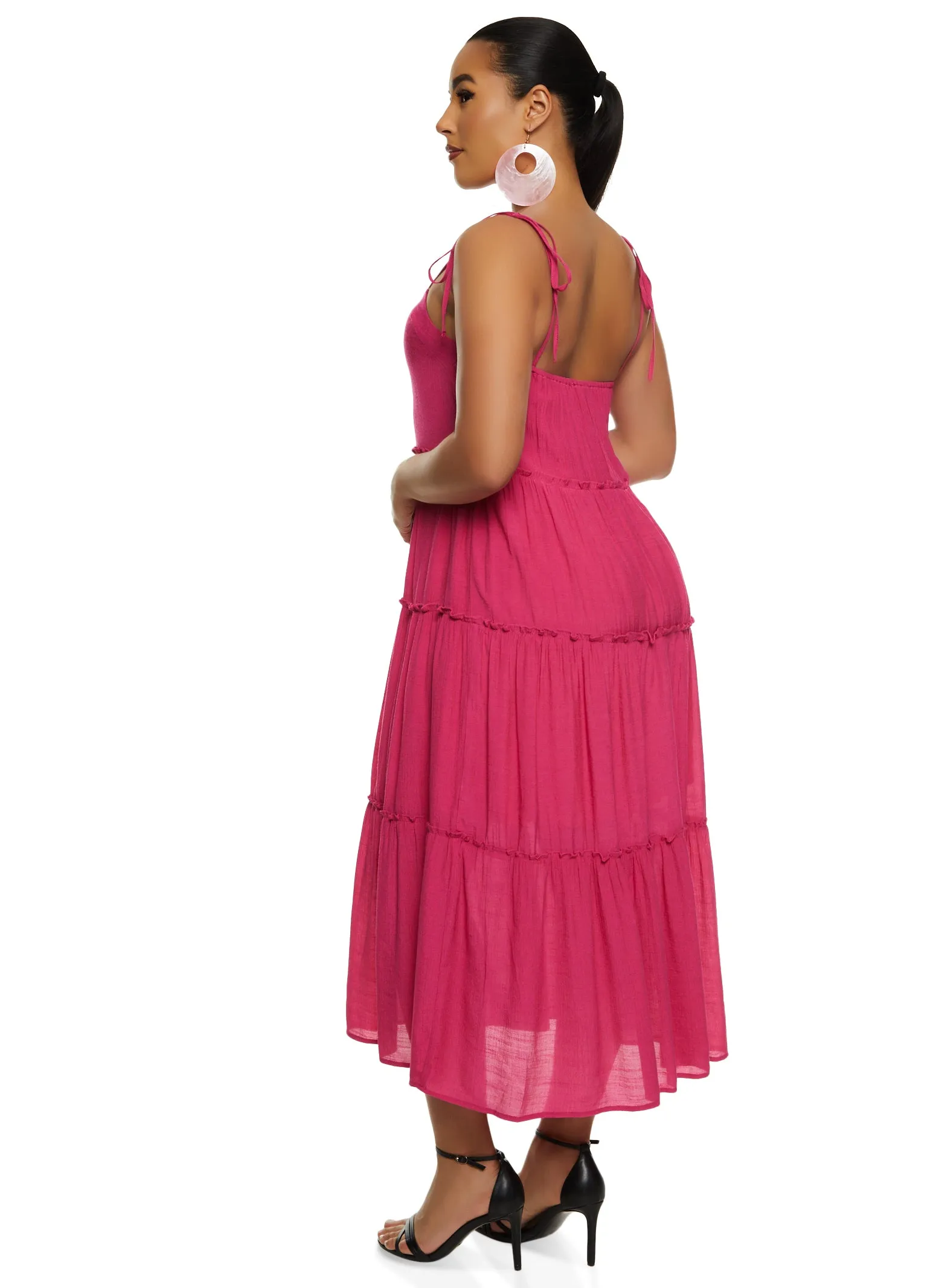 Tie Strap Tiered Midi Dress sold by Rainbow product image thumbnail 3