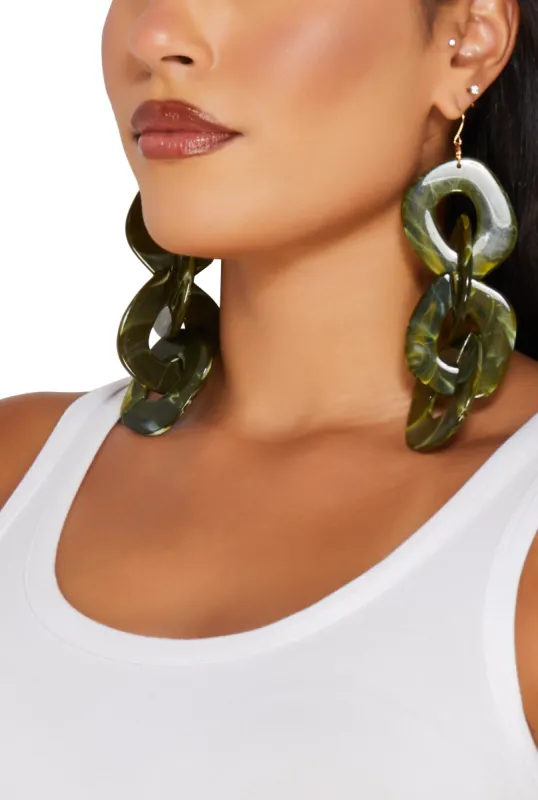 Resin Chain Link Drop Earrings sold by Rainbow