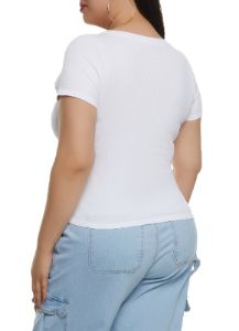 Plus Size Ribbed Crew Neck T Shirt sold by Rainbow