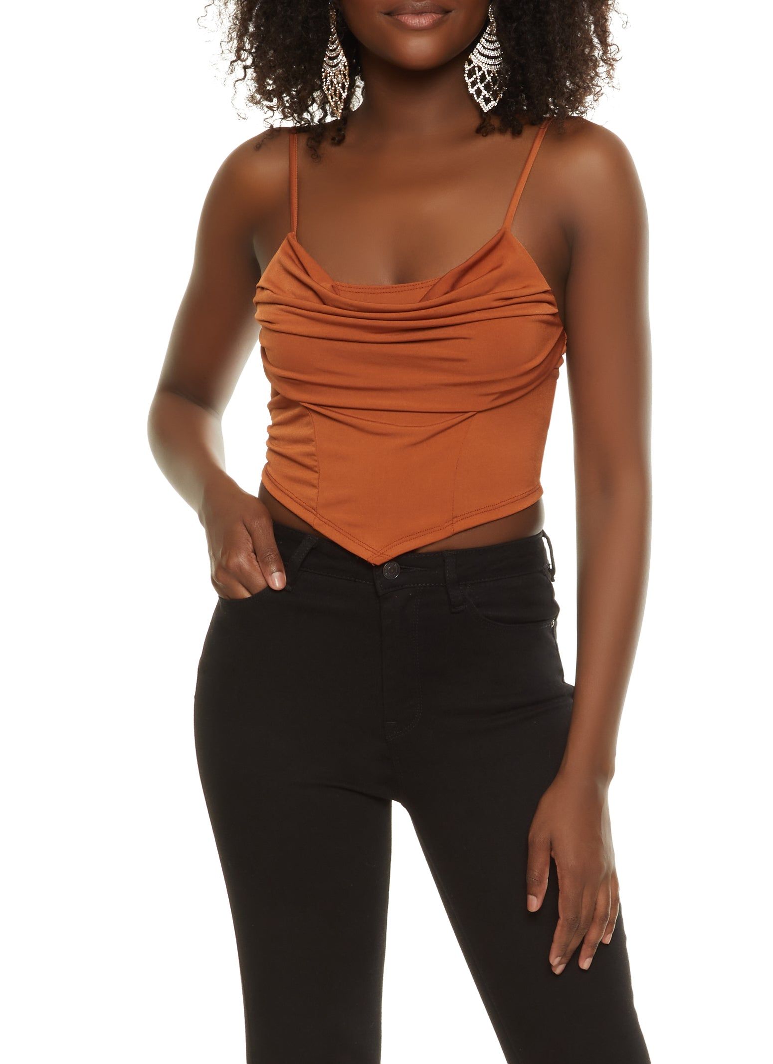 Cowl Neck Hanky Hem Cami sold by Rainbow