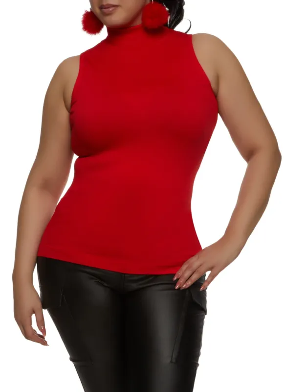 Plus Size Seamless Ribbed Mock Neck Tank Top sold by Rainbow