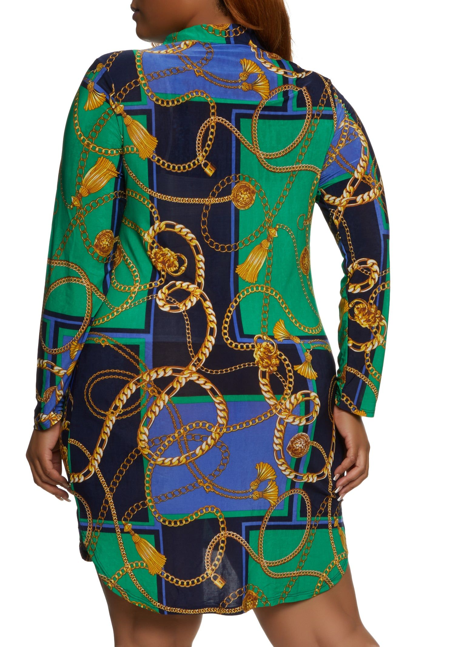 Plus Size Color Block Chain Print Dress sold by Rainbow product image thumbnail 3