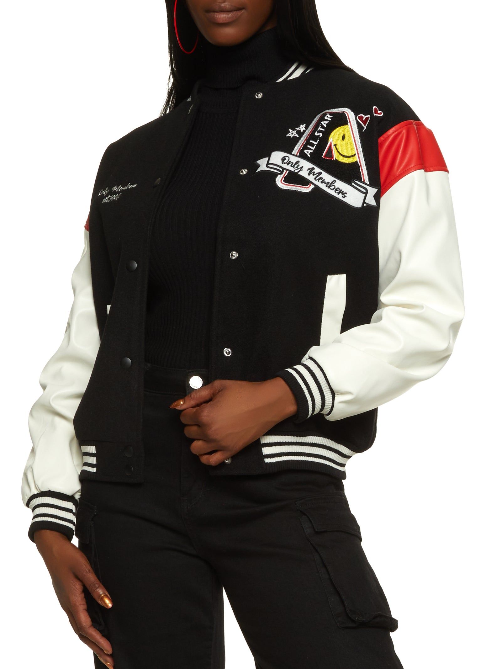 Only Members Chenille Patch Varsity Jacket sold by Rainbow