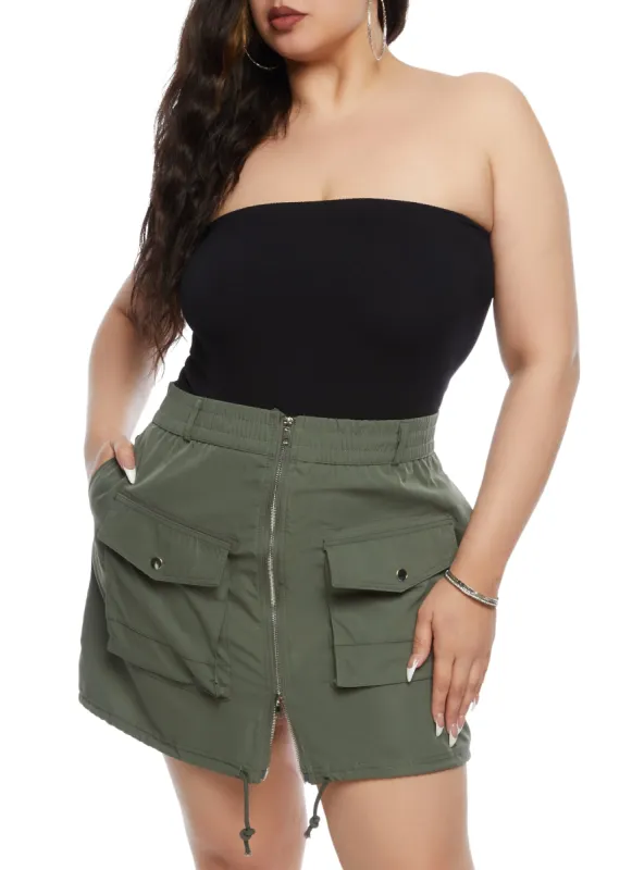 Plus Size Zip Front Cargo Pocket Skirt sold by Rainbow