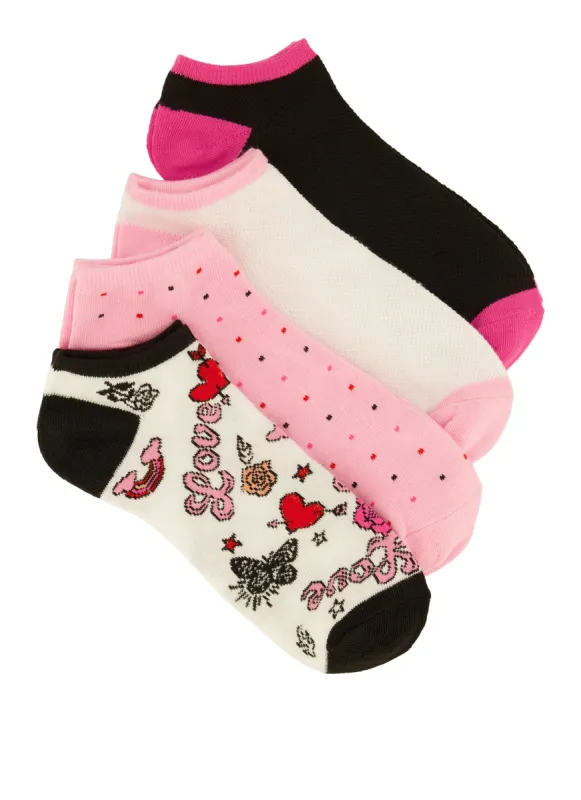 Love Patterned Socks 4 Pack Size 10-13 sold by Rainbow