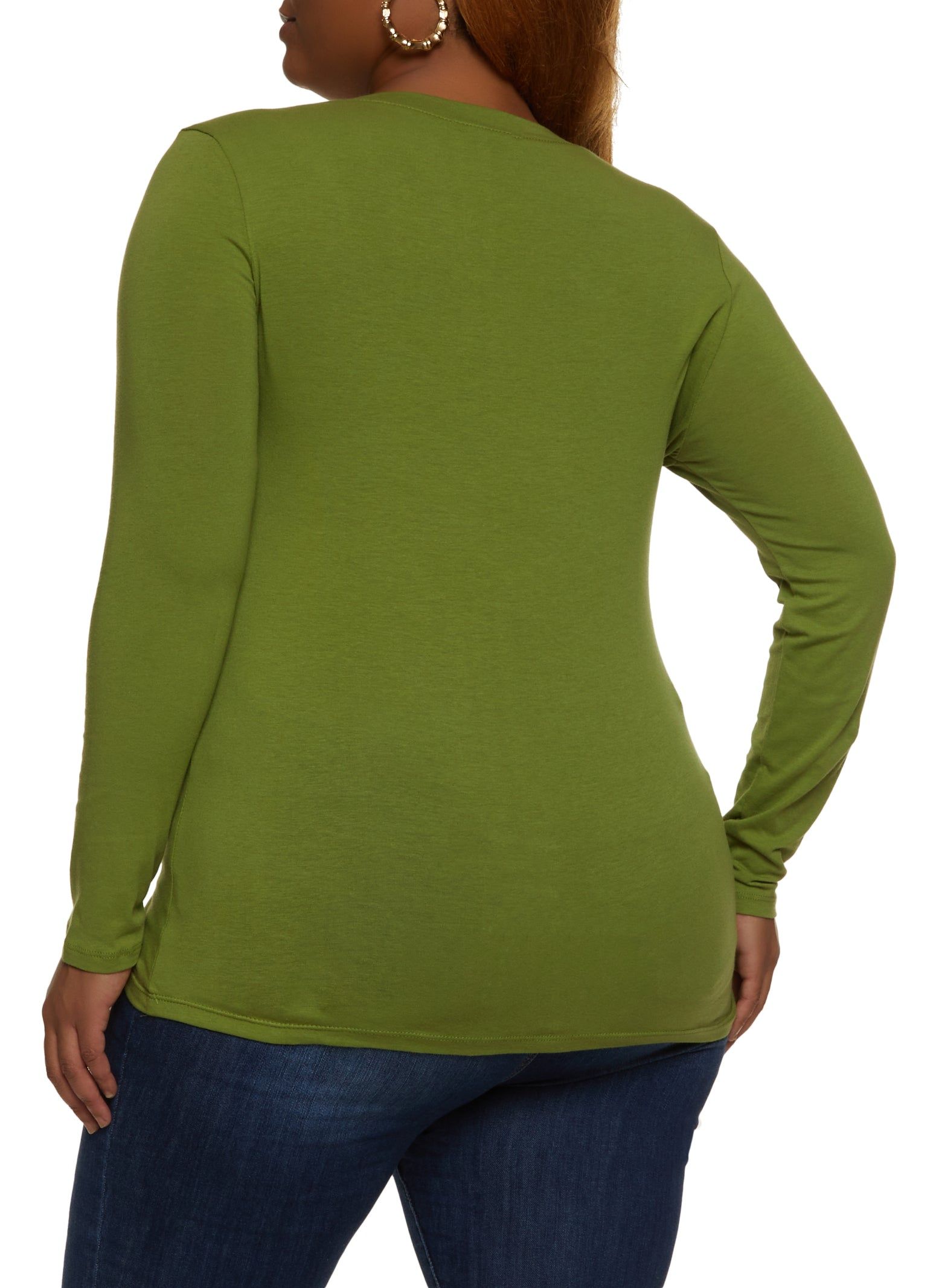 Plus Size Basic V Neck Long Sleeve Tee sold by Rainbow product image thumbnail 2