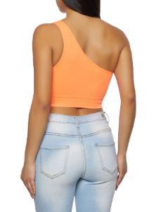 Seamless Rib Knit One Shoulder Crop Top sold by Rainbow