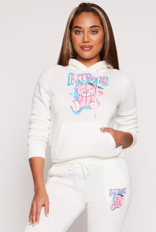 Attitude Bear Graphic Pullover Hoodie sold by Rainbow